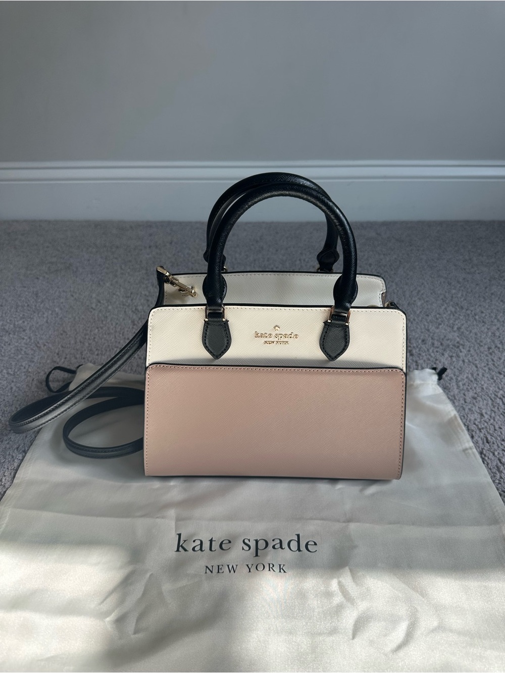Kate Spade Two-Tone Tan, Cream & Black Leather Purse